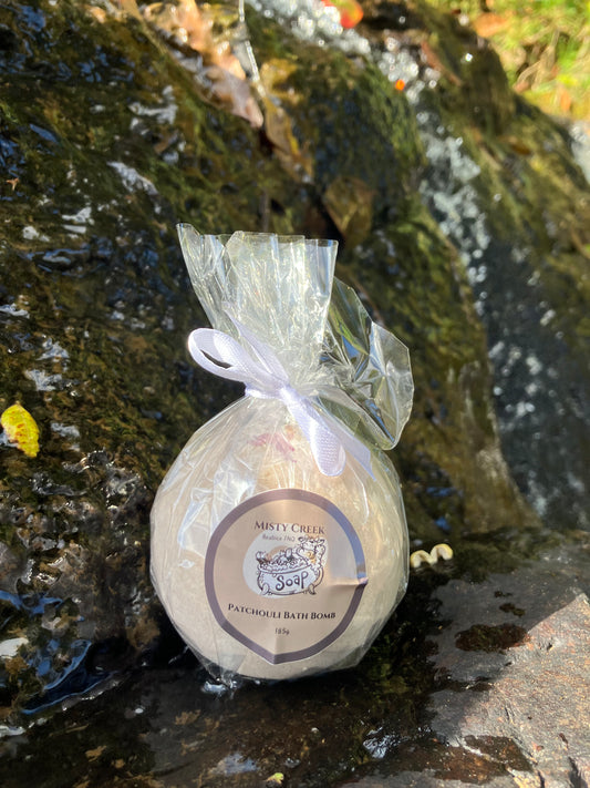 Yahuah's of Healing Patchouli Bath Bomb – All-natural bath bomb infused with earthy patchouli for a relaxing and rejuvenating soak, leaving your skin feeling nourished and refreshed.